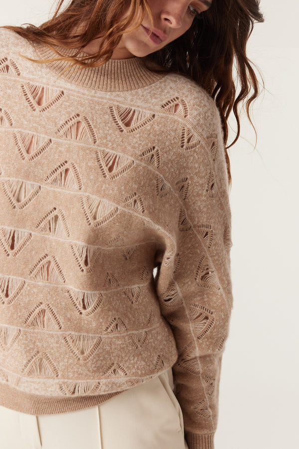 Cashwool Batwing Jumper - Latte-Jumpers-Cable Melbourne