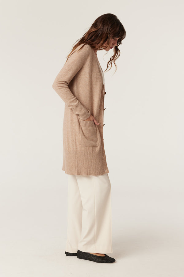 Cashwool Long Cardigan - Camel-Cardigans-Cable Melbourne