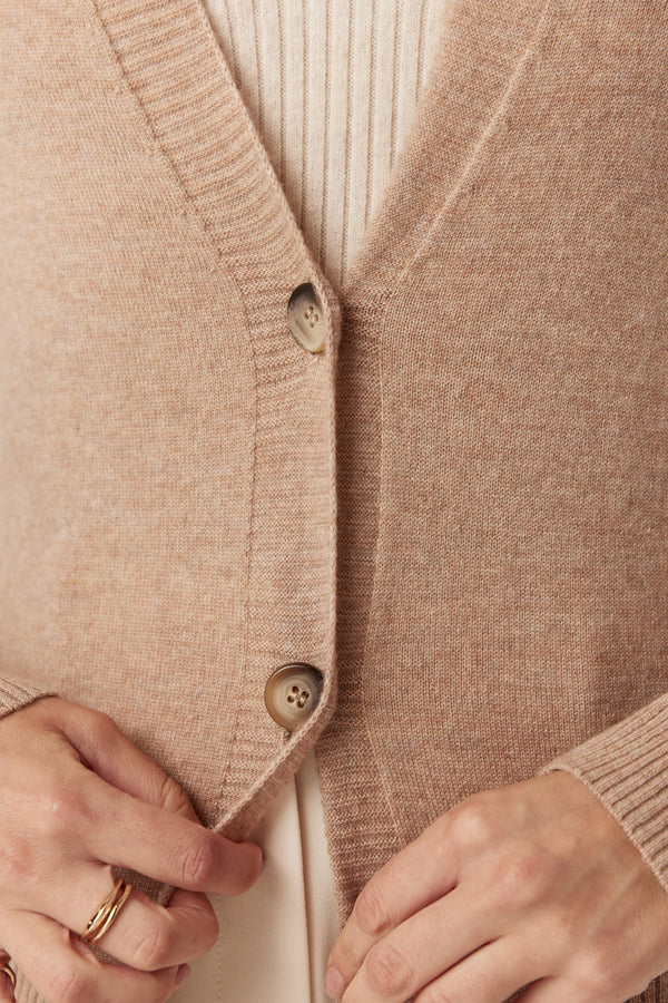 Cashwool Long Cardigan - Camel-Cardigans-Cable Melbourne