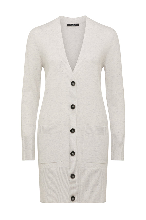 Cashwool Long Cardigan - Grey Marle-Cardigans-Cable Melbourne