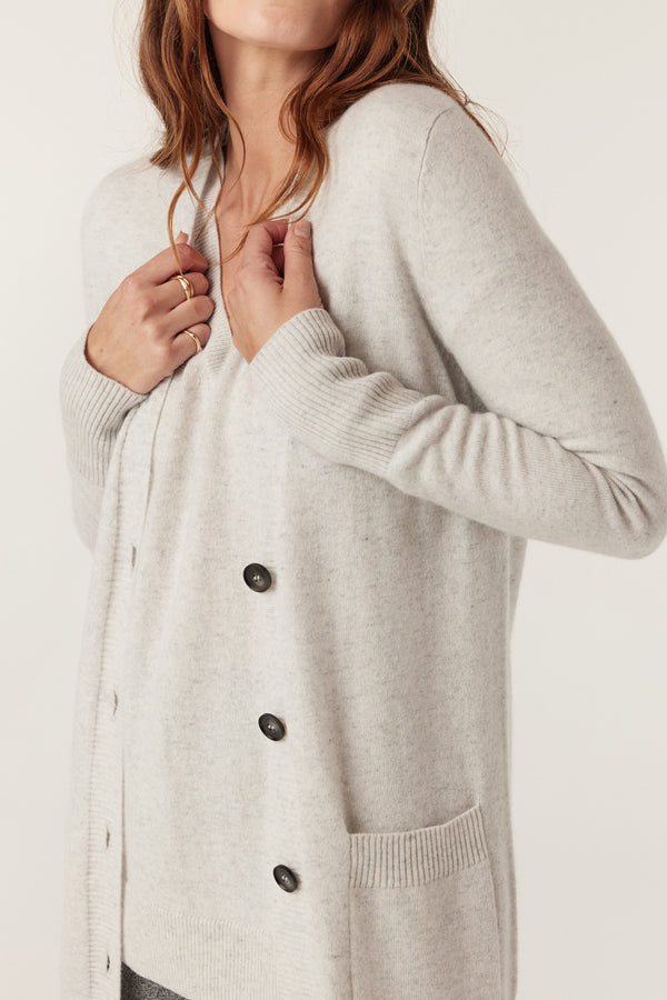 Cashwool Long Cardigan - Grey Marle-Cardigans-Cable Melbourne