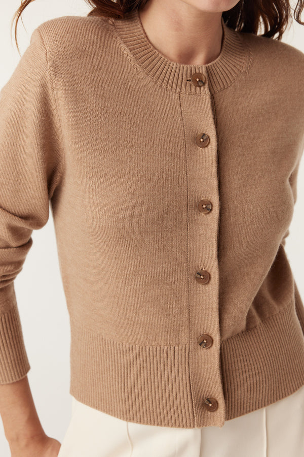Harriet Merino Cardigan - Camel-Cardigans-Cable Melbourne