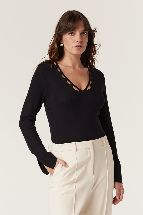 Charlize V Top - Black-Tops-Cable Melbourne