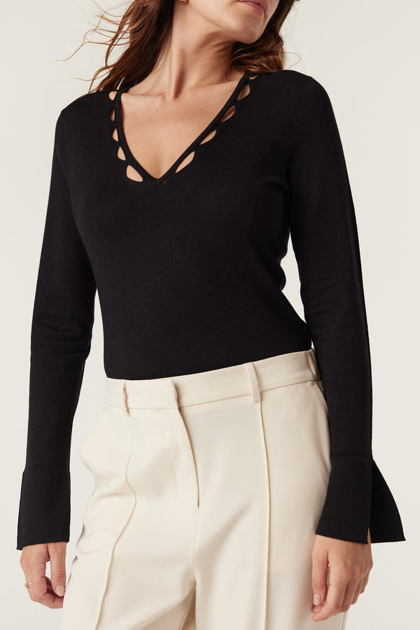Charlize V Top - Black-Tops-Cable Melbourne