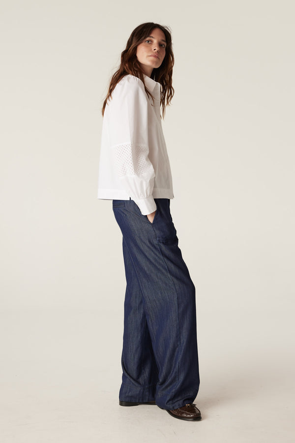 Isobel Embroidered Shirt - White-Shirts-Cable Melbourne