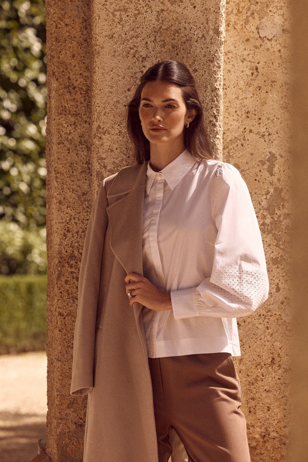 Isobel Embroidered Shirt - White-Shirts-Cable Melbourne