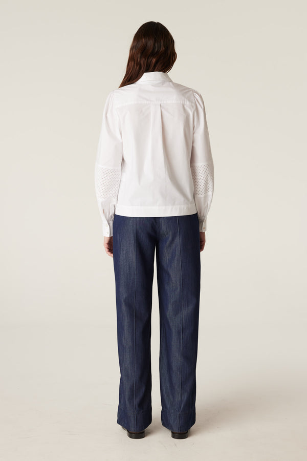 Isobel Embroidered Shirt - White-Shirts-Cable Melbourne