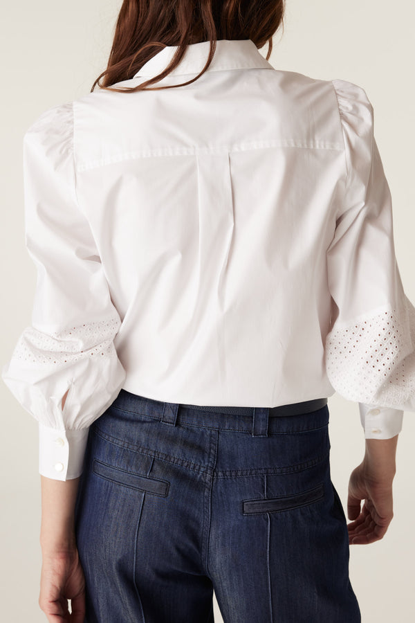 Isobel Embroidered Shirt - White-Shirts-Cable Melbourne