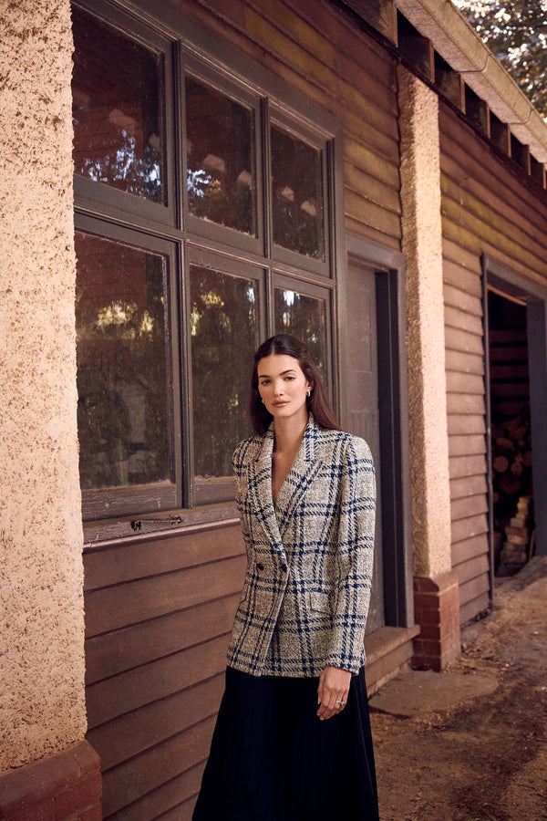 Alix Jacket - Navy Check-Jackets-Cable Melbourne