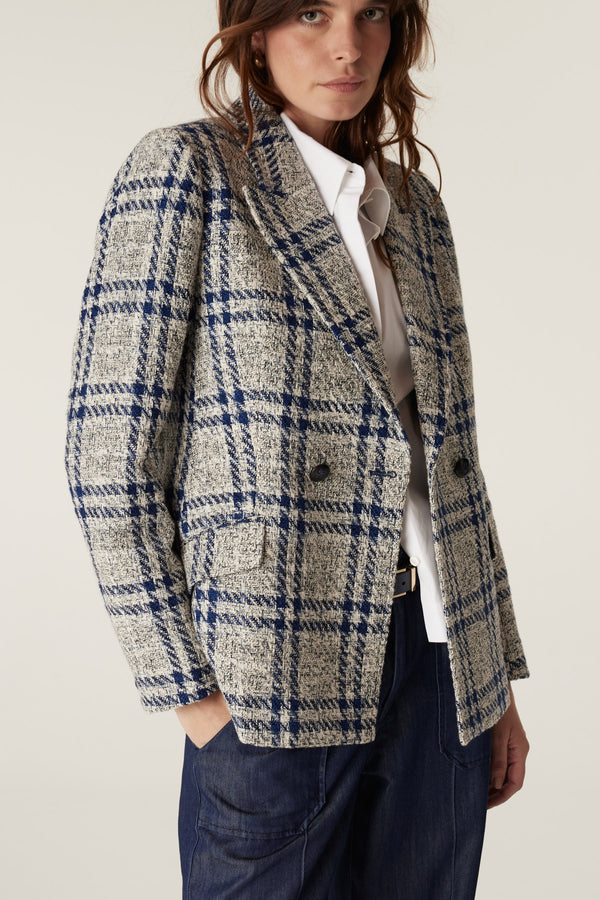 Alix Jacket - Navy Check-Jackets-Cable Melbourne