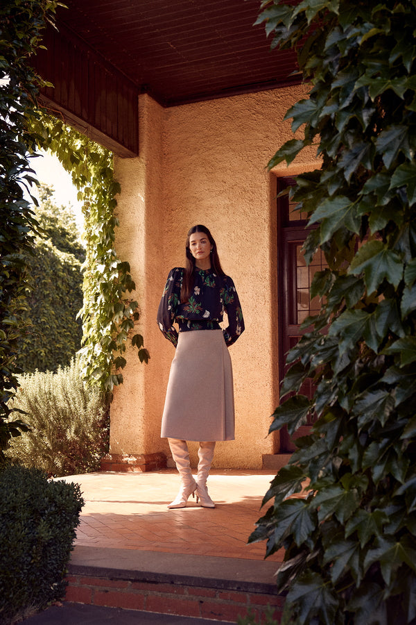 Yoko Ponti Skirt - Stone-Skirts-Cable Melbourne