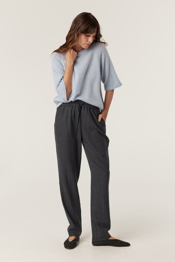 Vincent Wool Pant - Grey Pinstripe-Pants-Cable Melbourne