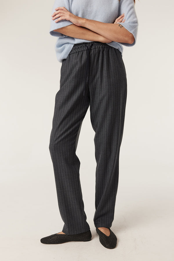 Vincent Wool Pant - Grey Pinstripe-Pants-Cable Melbourne