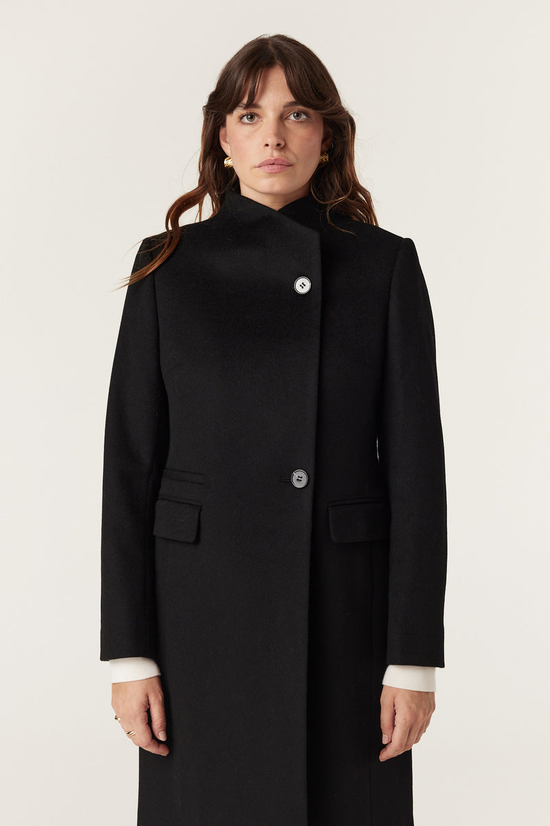 Eton Wool Coat - Black-Coats-Cable Melbourne