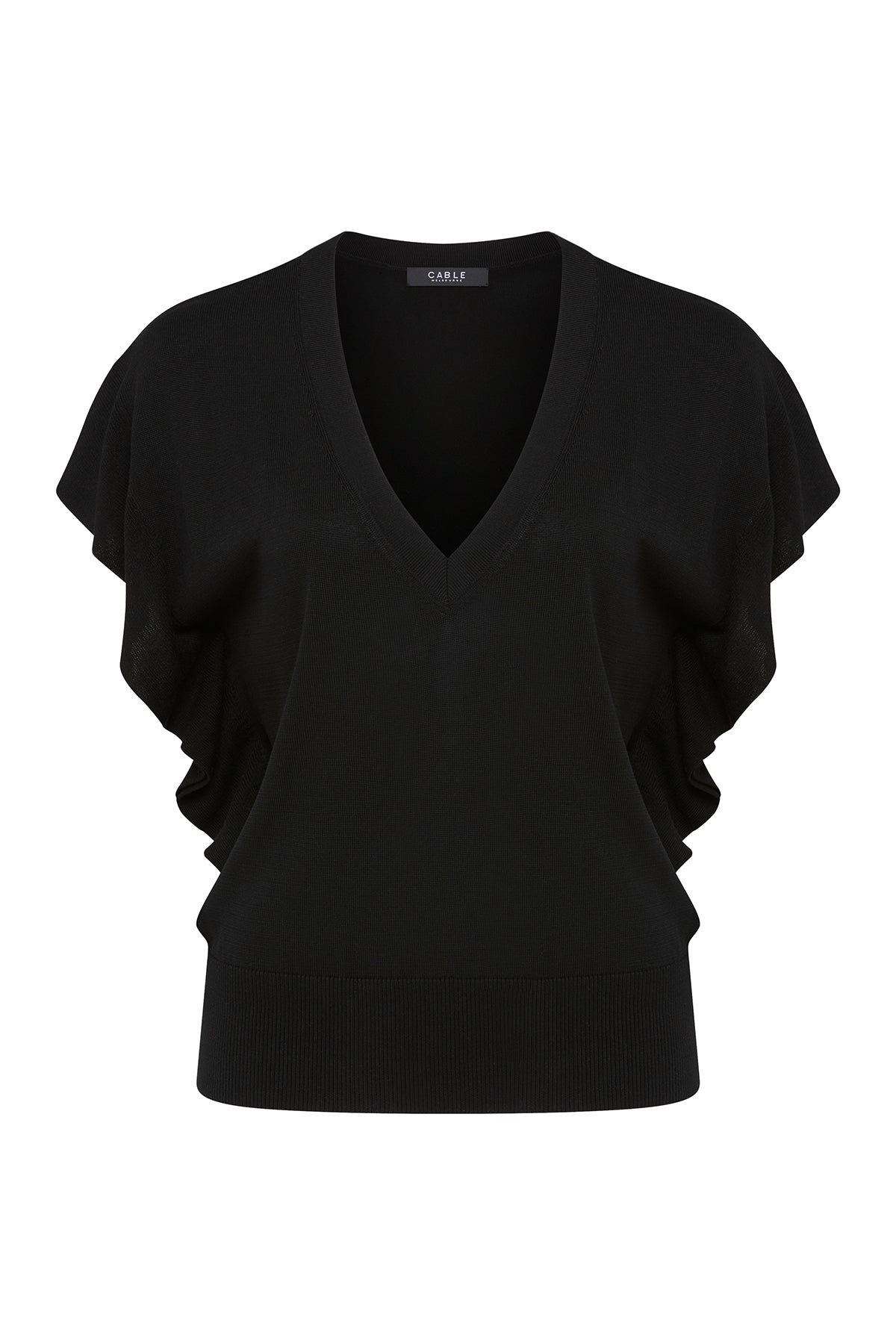 Silk Tencel Frill Top - Black – Cable Melbourne