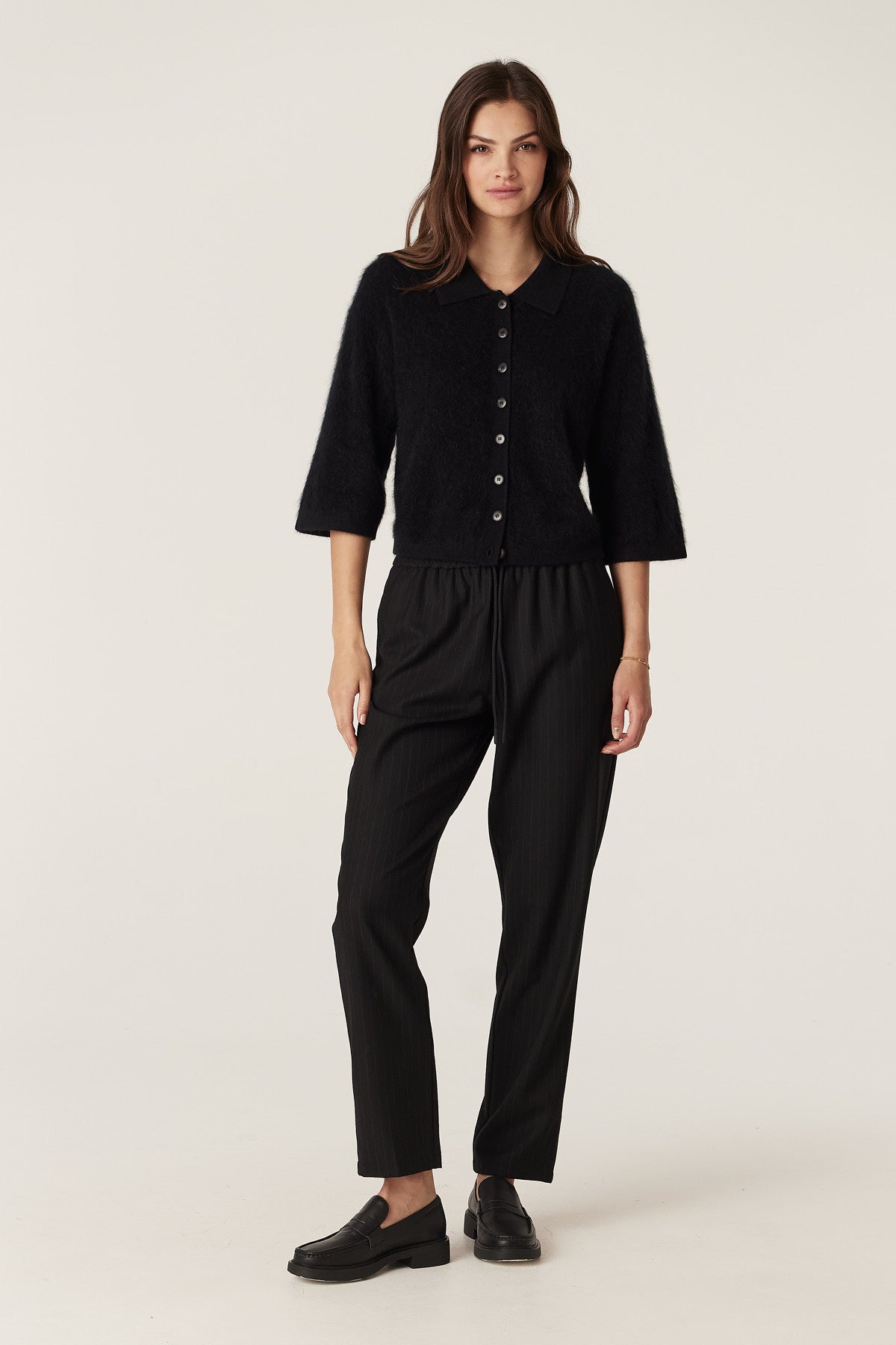 Brushed Cashwool Polo Cardigan - Black – Cable Melbourne