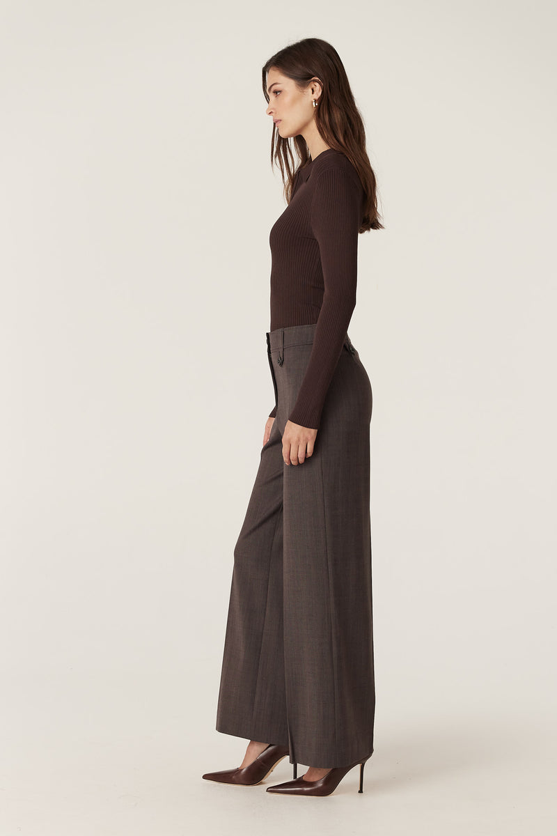 Rib Knit Polo Zip Top - Chocolate – Cable Melbourne