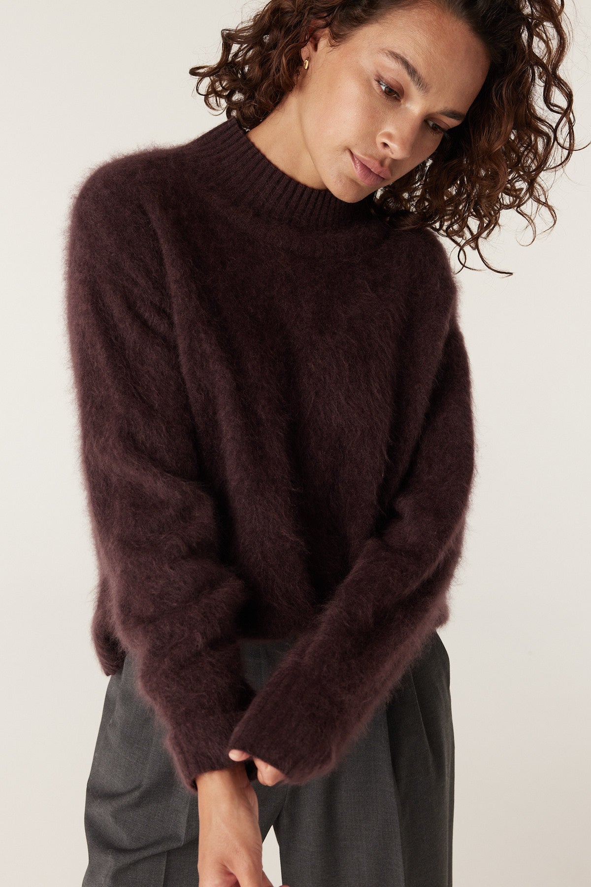 Brushed Cashwool Turtle Jumper - Shiraz – Cable Melbourne