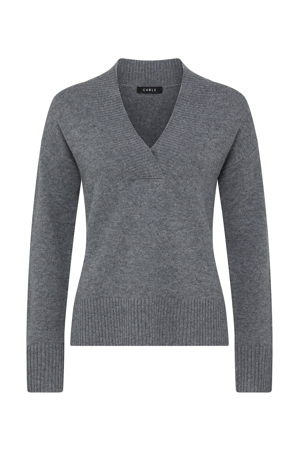 Cashwool V Jumper - Mid Grey – Cable Melbourne