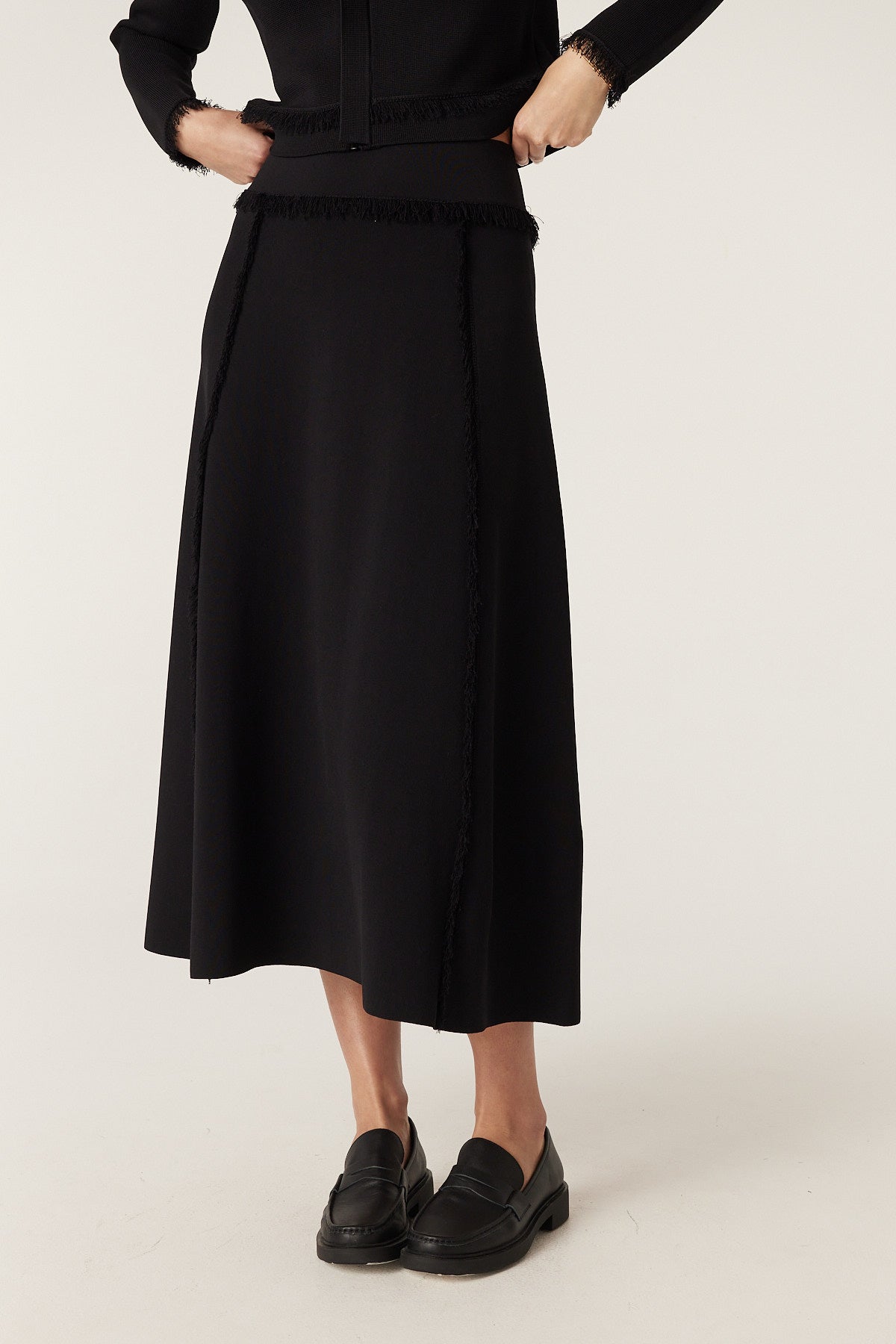 Crepe Fringe Skirt - Black – Cable Melbourne