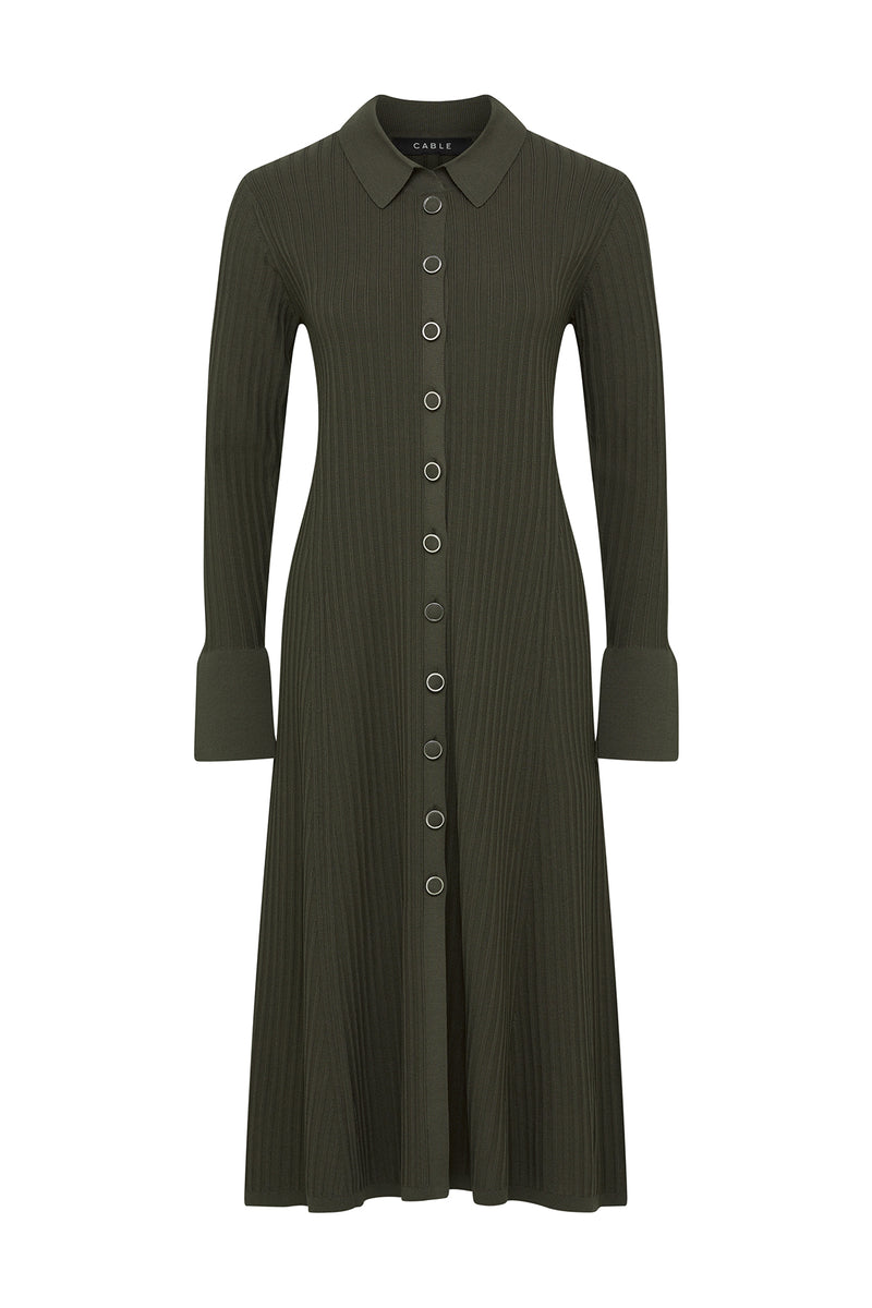Valentina Crepe Dress - Khaki  Cable Melbourne