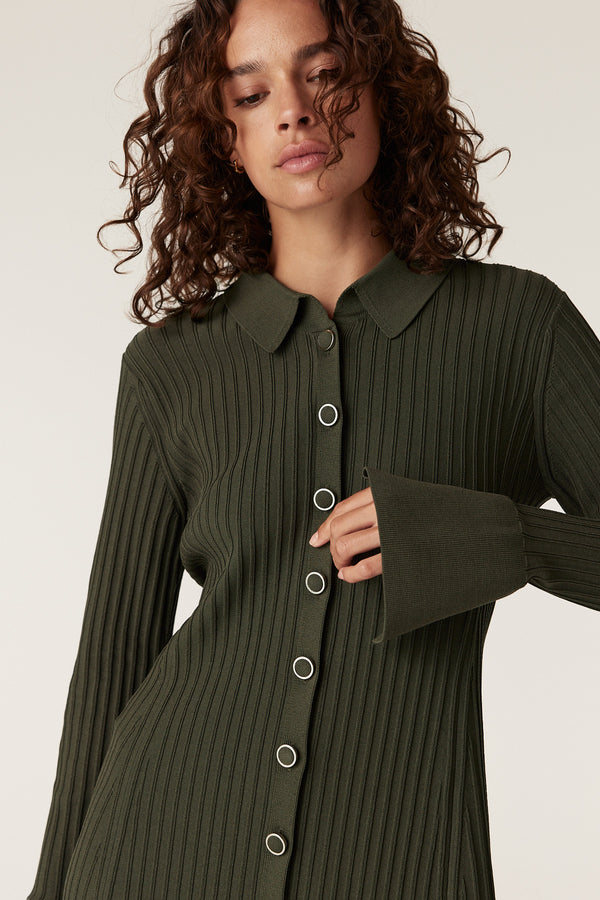 Valentina Crepe Dress - Khaki Cable Melbourne Valentina Crepe Dress - Khaki Cable Melbourne