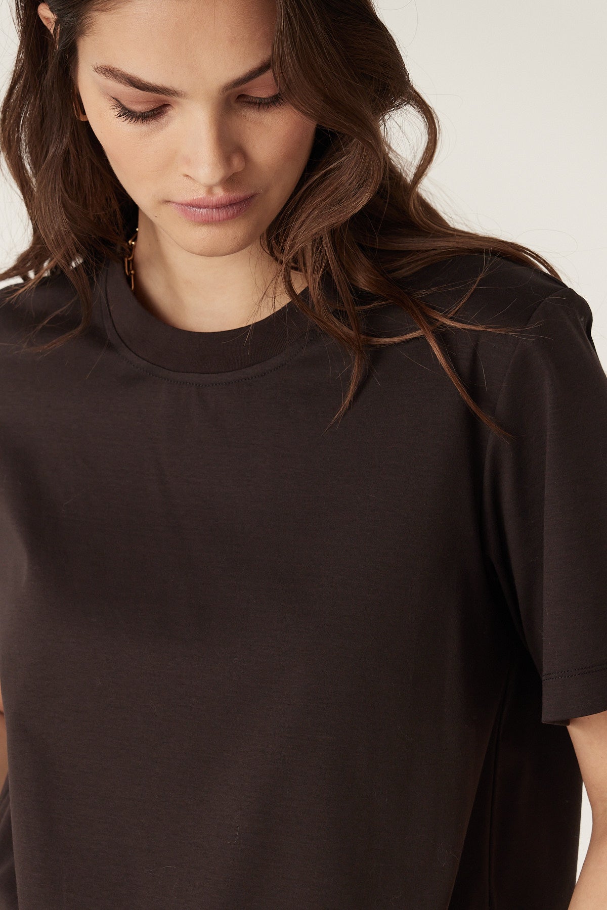 Pima Boxy Tee - Espresso – Cable Melbourne