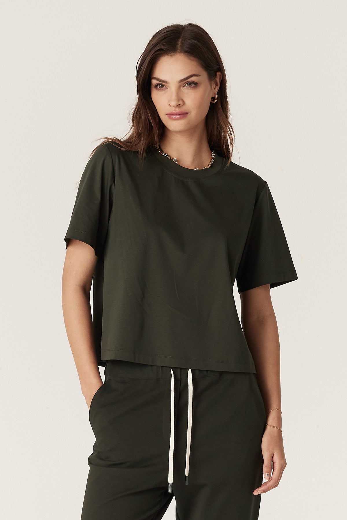 Pima Boxy Tee - Forest Green – Cable Melbourne
