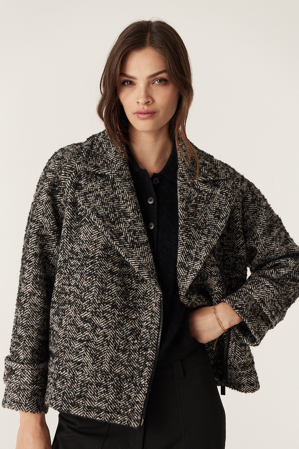 ジャケット・アウター IPIUIUGUALE3 SHOWL ROPE COAT BLACK ROPE - Black Women's Coat | eBay