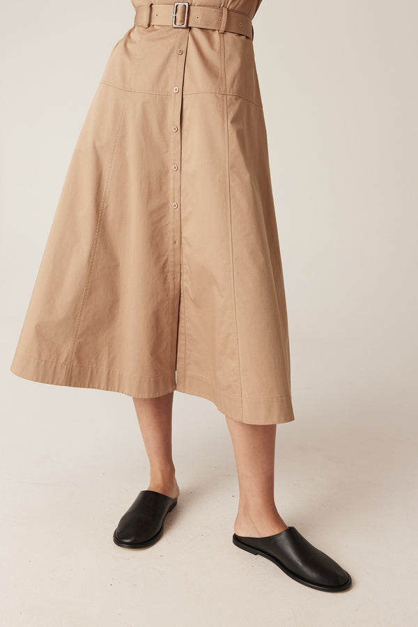 Pima Cotton Shirt Dress - Camel