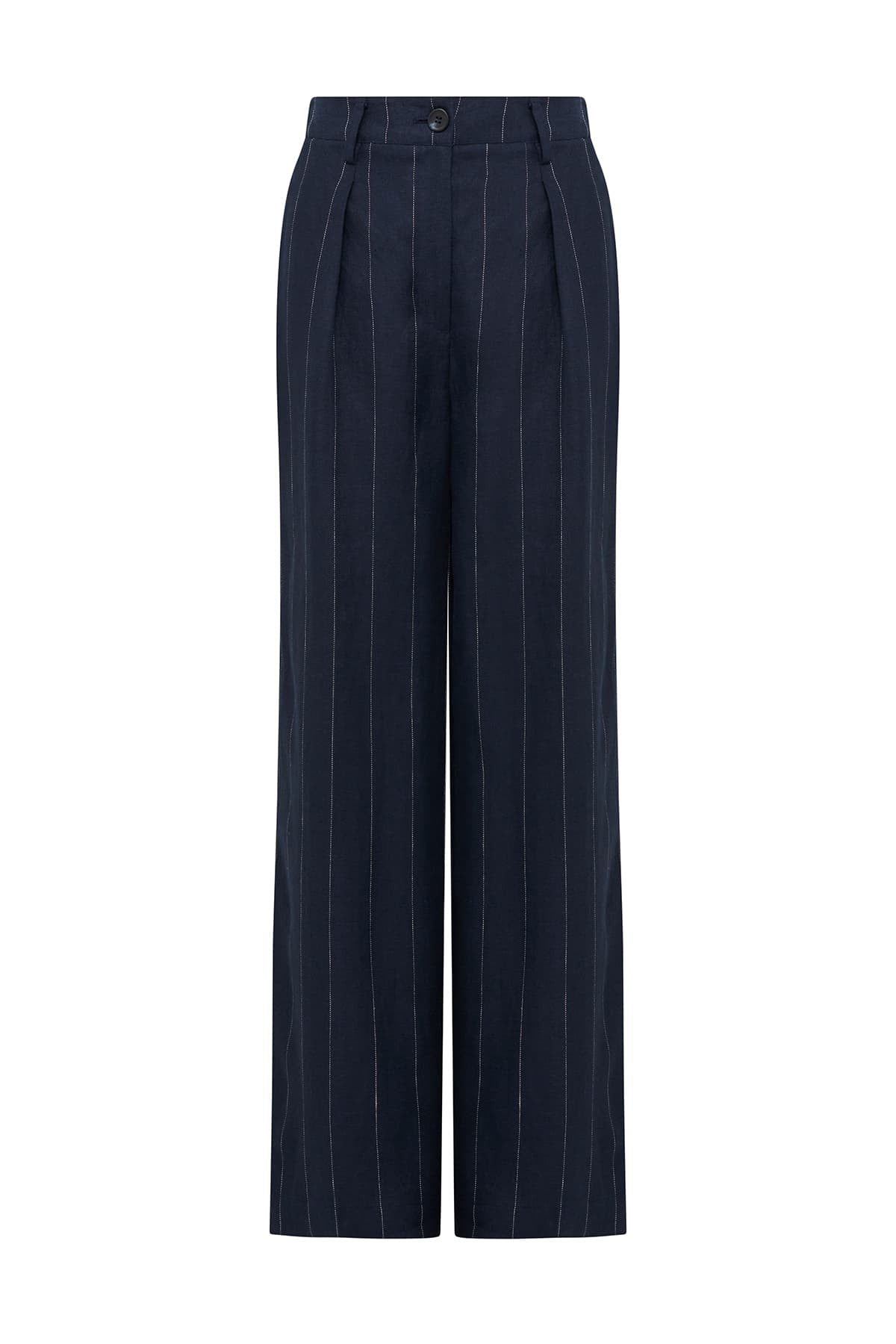 Freya Linen Pant - Navy Stripe – Cable Melbourne