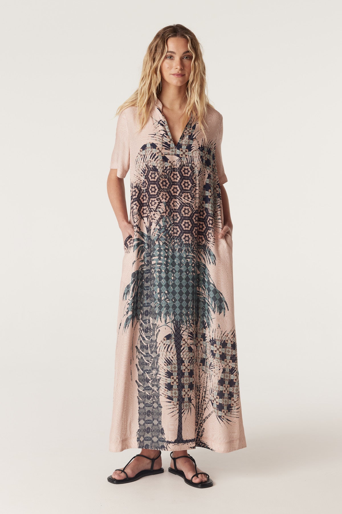 Pina Kaftan Dress - Sunset Print