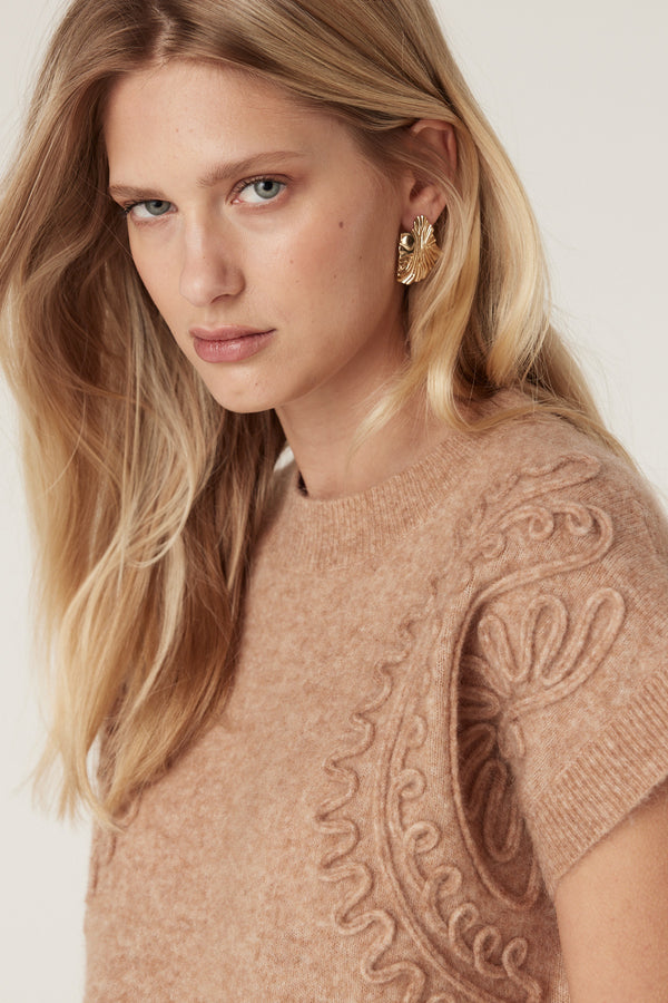 Elena Knit Top - Toffee-Tops-Cable Melbourne