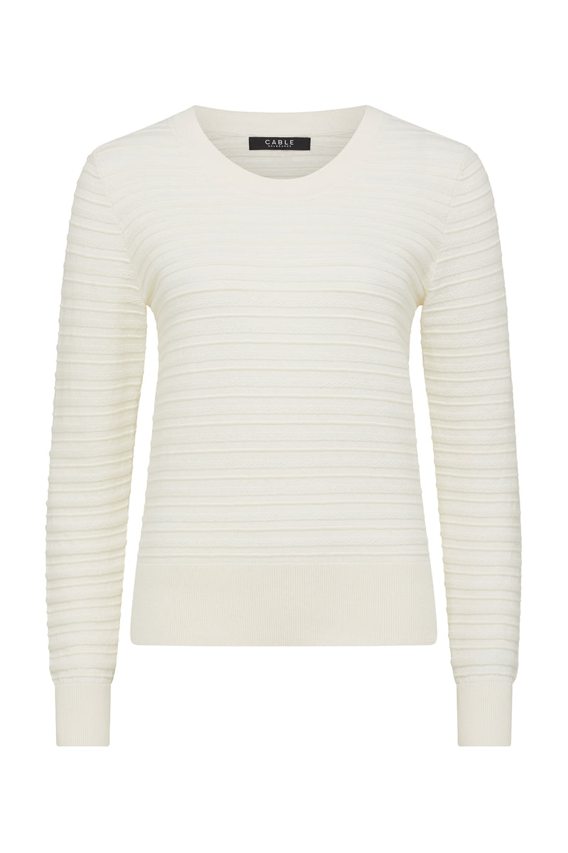 Cashmere Cotton Crew Jumper - White-Jumpers-Cable Melbourne