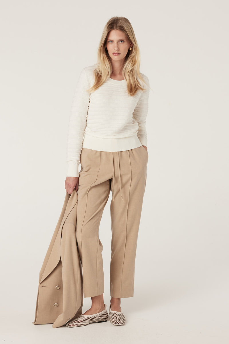Cashmere Cotton Crew Jumper - White-Jumpers-Cable Melbourne