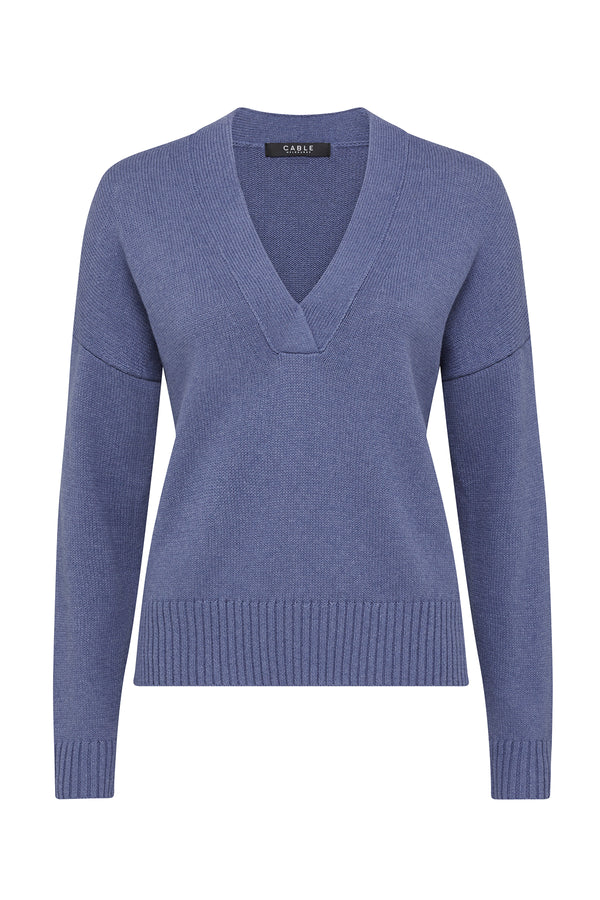 Flax V Jumper - Denim-Jumpers-Cable Melbourne