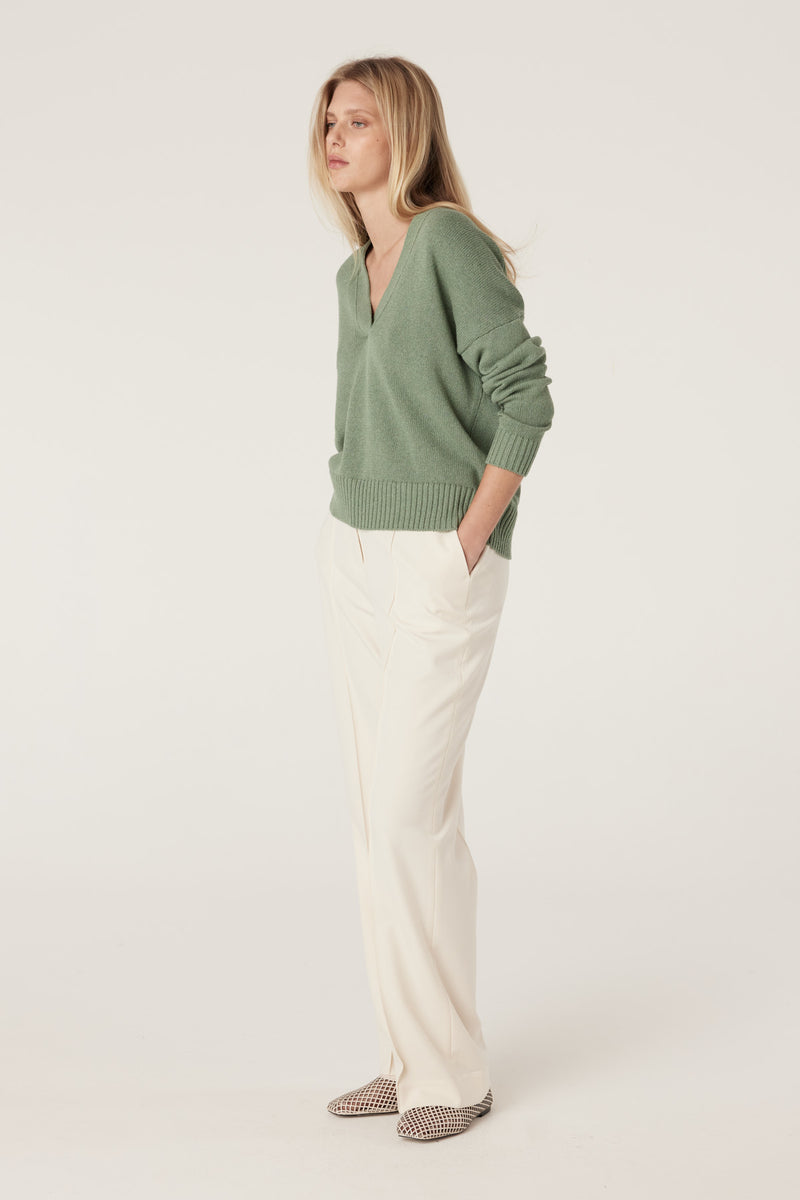 Flax V Jumper - Field Green-Jumpers-Cable Melbourne