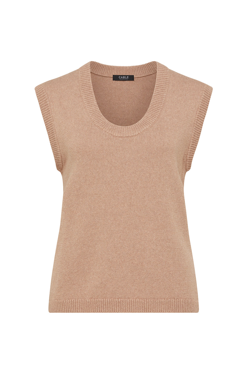 Flax Scoop Top - Terracotta-Tops-Cable Melbourne
