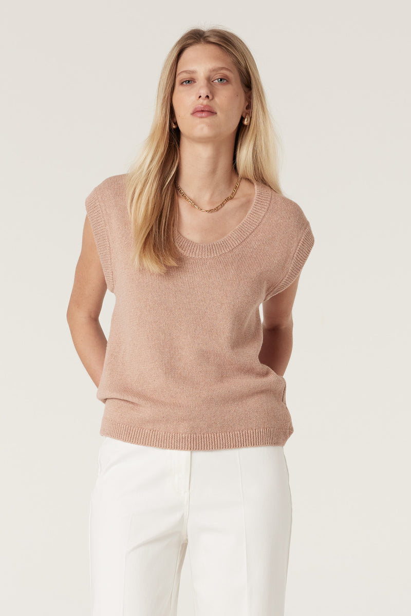 Flax Scoop Top - Terracotta-Tops-Cable Melbourne