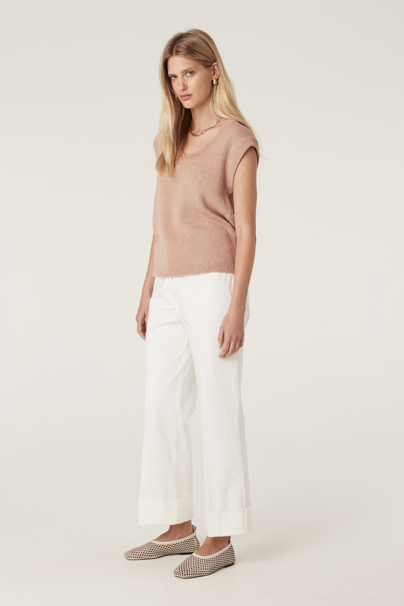 Flax Scoop Top - Terracotta-Tops-Cable Melbourne