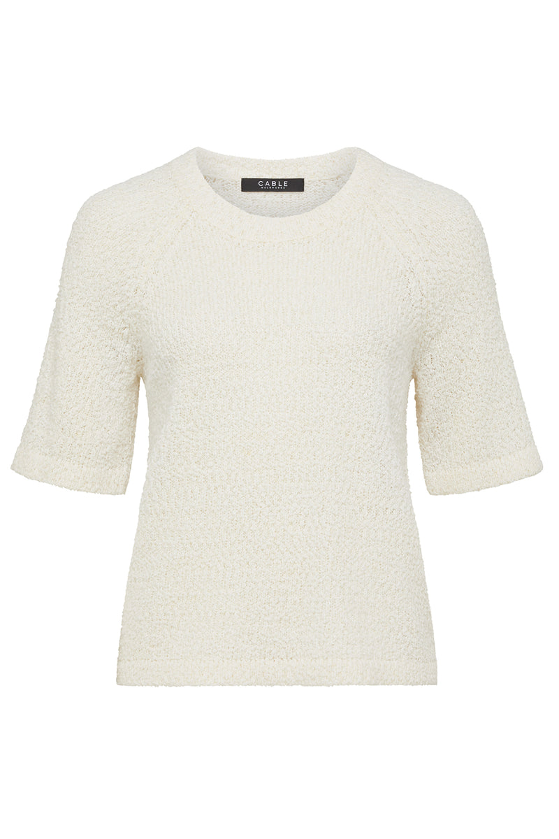 Boucle Knit Crew Top - Milk-Tops-Cable Melbourne