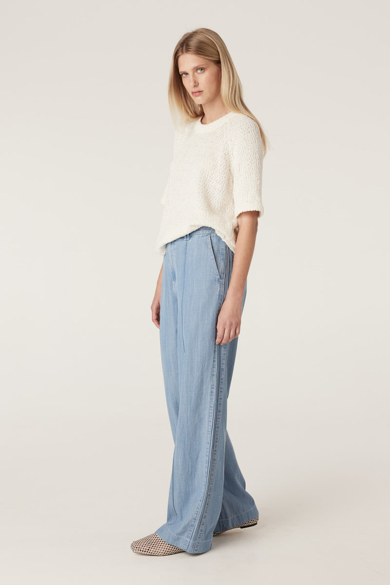 Boucle Knit Crew Top - Milk-Tops-Cable Melbourne