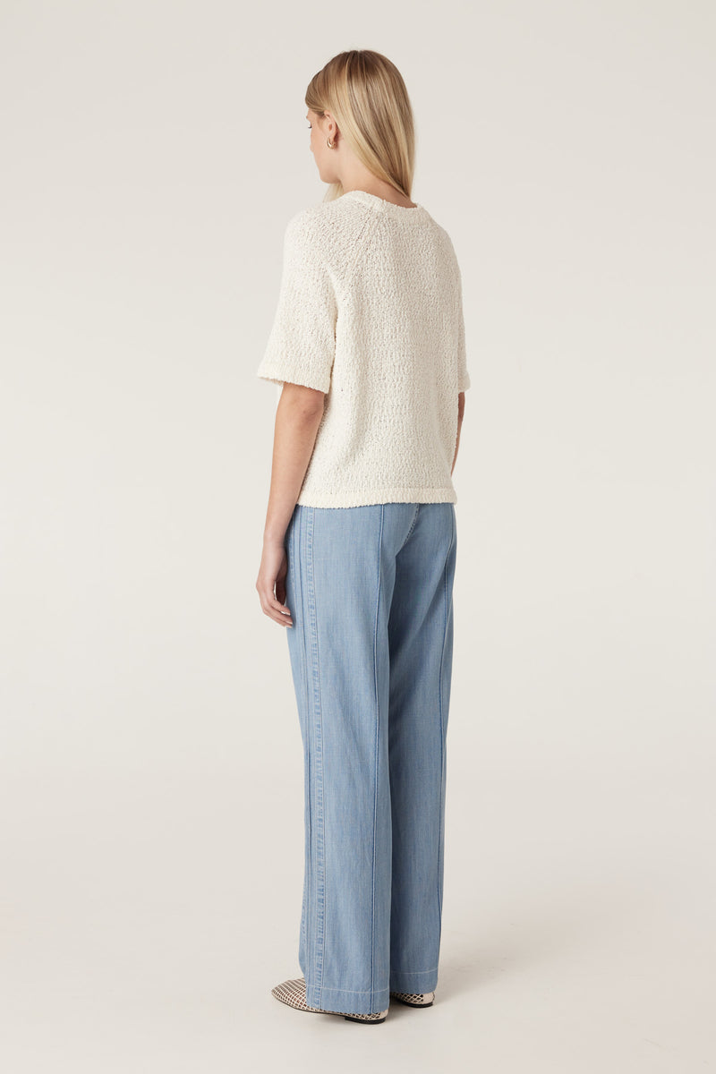 Boucle Knit Crew Top - Milk-Tops-Cable Melbourne