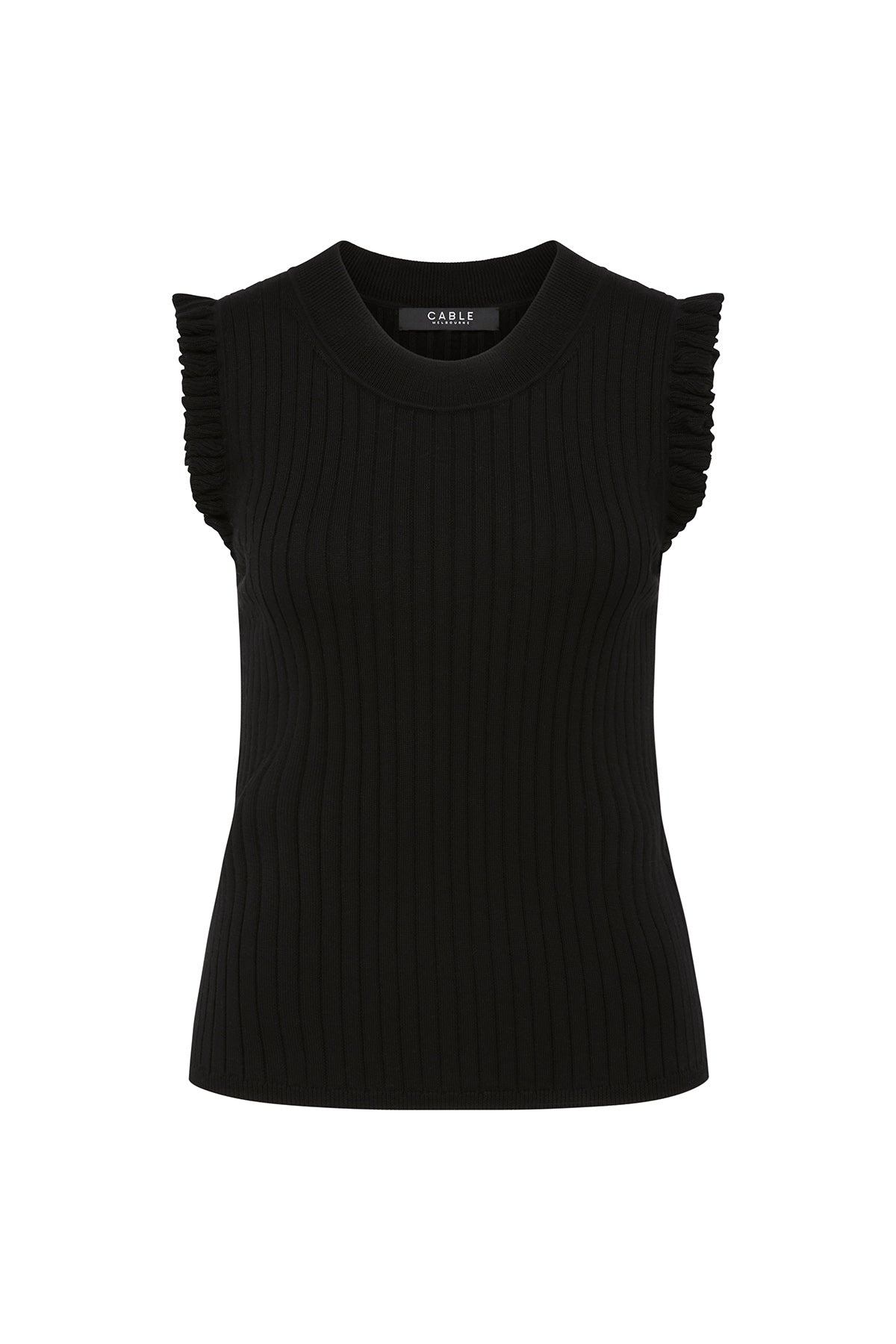 Silk Tencel Frill Top - Black – Cable Melbourne