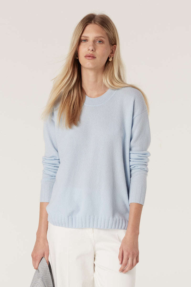Cashwool Crew Jumper - Blue-Jumpers-Cable Melbourne
