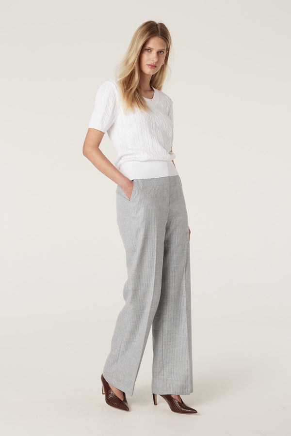Heritage Cotton Cable Tee - White-Tops-Cable Melbourne