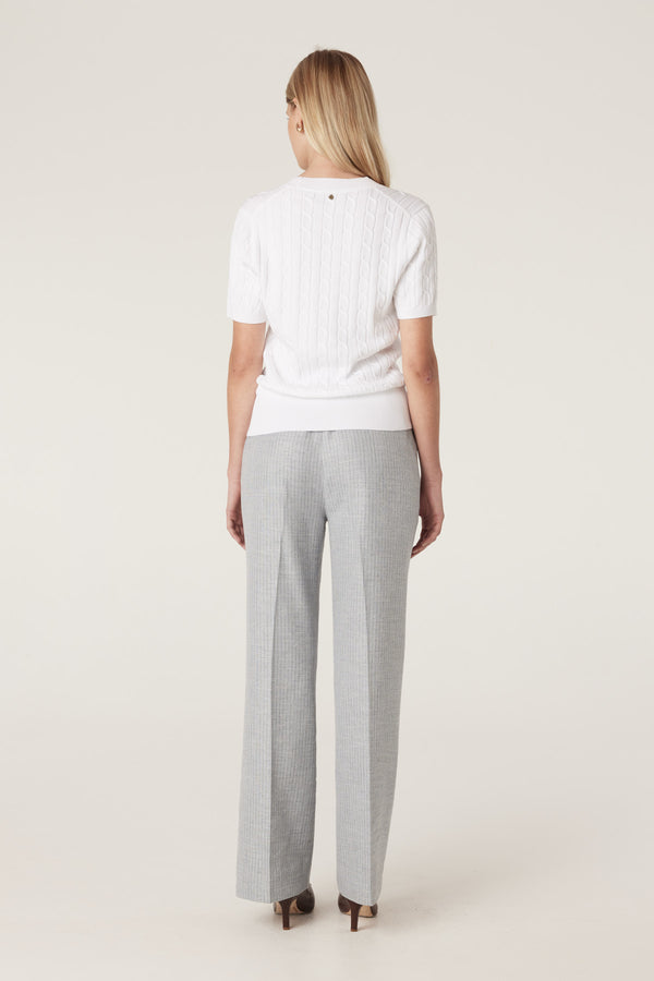Heritage Cotton Cable Tee - White-Tops-Cable Melbourne