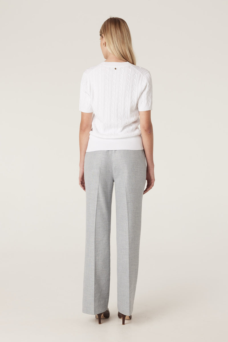 Heritage Cotton Cable Tee - White-Tops-Cable Melbourne