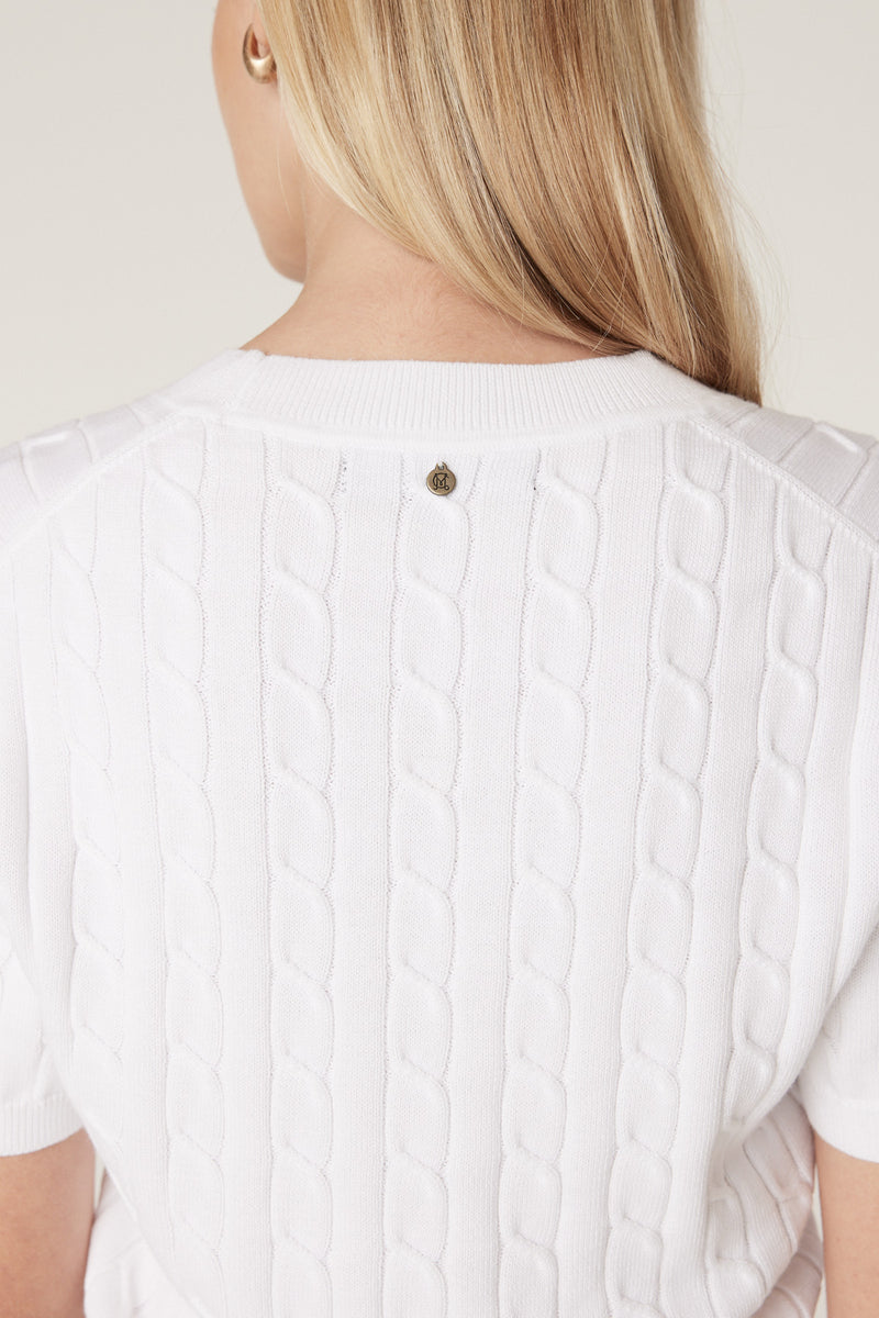 Heritage Cotton Cable Tee - White-Tops-Cable Melbourne