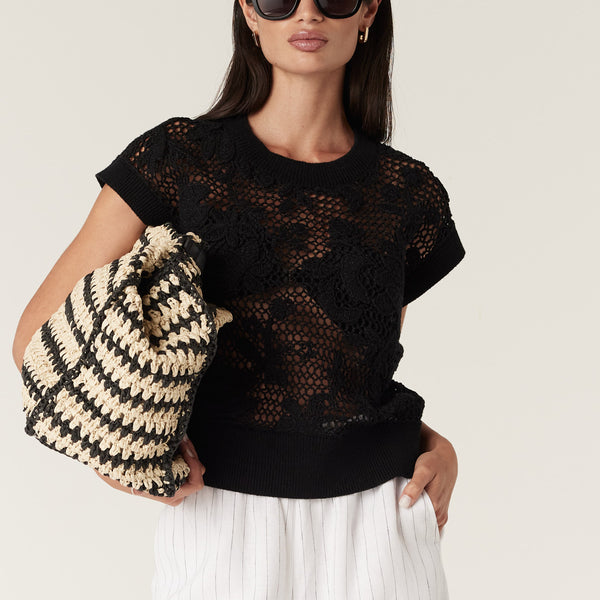 Shadow Lace Knit Top - Black – Cable Melbourne